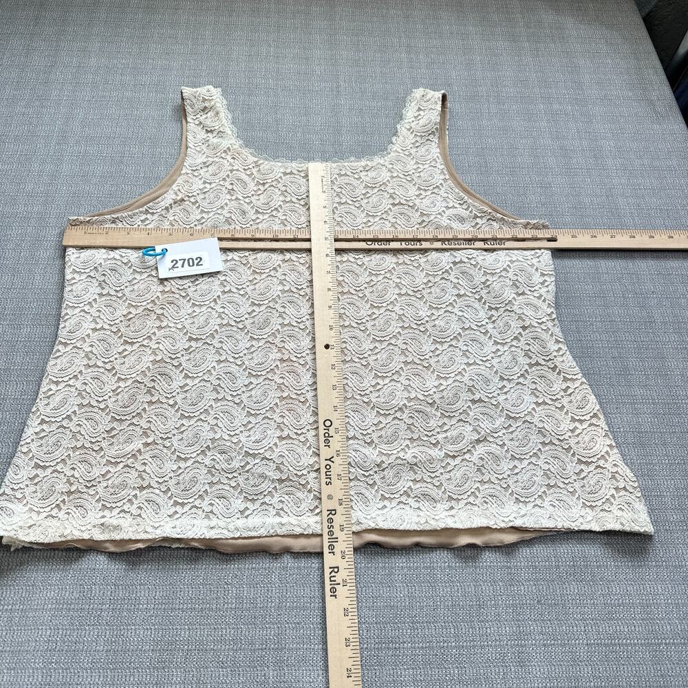 Kathleen Kirkwood Tank Top Shirt Womens 2X Y2K Fairy Lace Overlay Cream Stretch - Picture 5 of 8